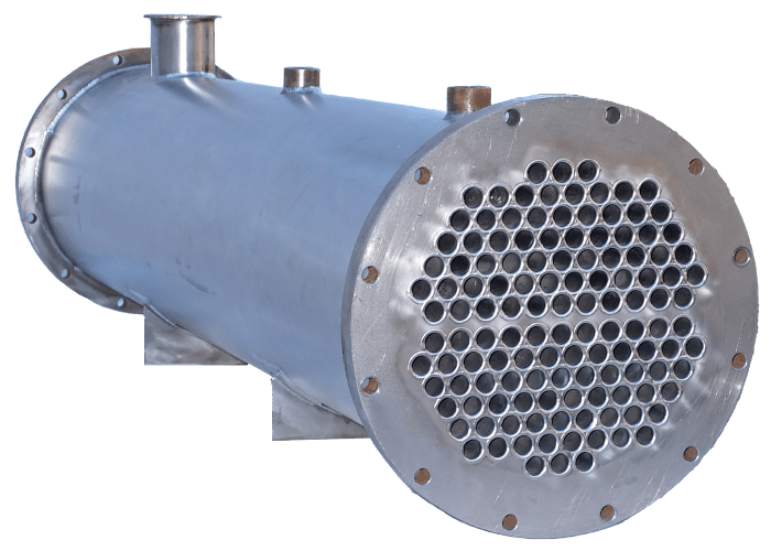 Titanium shell and tube heat exchanger
